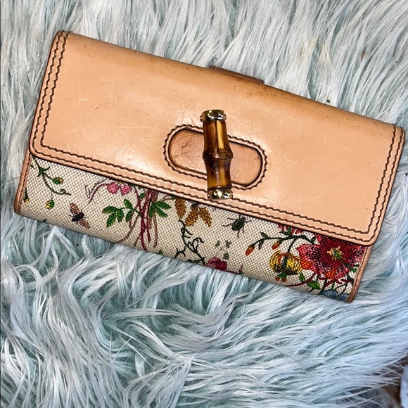 Gucci Floral Beige and Tan Wallet - Picture 1 of 6